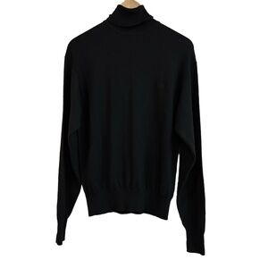 S.T. DuPont Paris Sweater Black Turtleneck Wool Long Sleeve Classic Women Medium